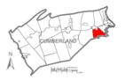 Map of Cumberland County Pennsylvania Highlighting Upper Allen Township